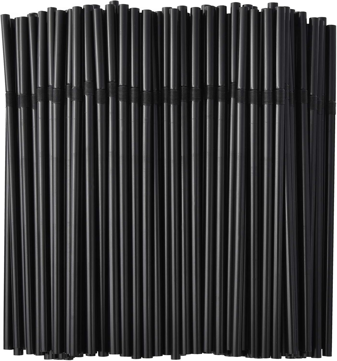 200-Pack Black Plastic Flexible Straws, 0.23
