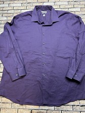 Van Heusen Flex Collar Long Sleeve Button Up Dress Shirt Mens 18 Purple