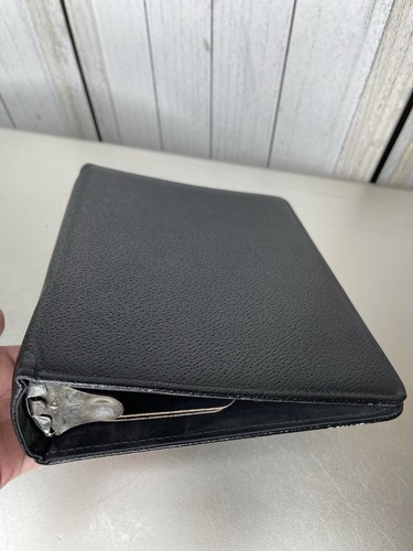 VTG DAY-TIMER Organizer Agenda 7 Ring Black Leather Pig Skin Made Canada