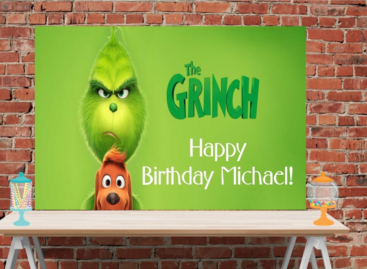 2x4 The Grinch vinyl Birthday Banner