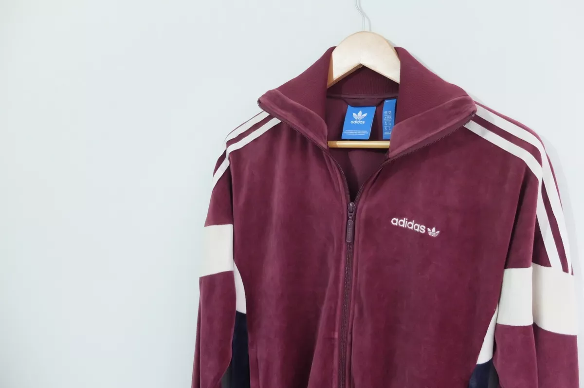 Adidas Originals Velvet Velour Track tracksuit jacket XS Burgundy Wine  trefoil | eBay