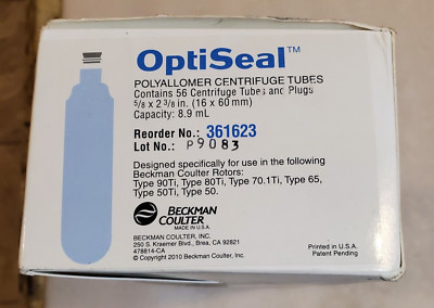 Beckman 361623 OptiSeal 8.9mL Polyallomer Centrifuge Tubes 16x60mm 56 ...