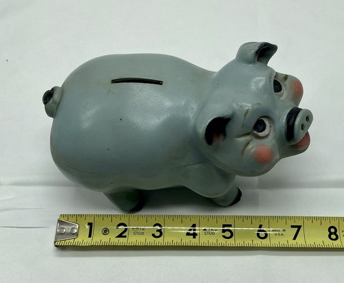 A.N. Brooks Blue Pig Chicago Vintage Plastic Piggy Bank - Picture 6 of 6
