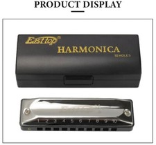 EASTTOP 10 Holes Diatonic Blues Harmonica Key of C Harp Mouth Organ Harmonica