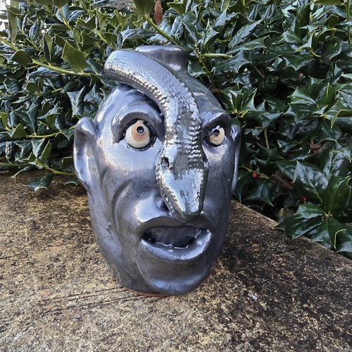 Georgia Folk Pottery Face Jug with Snake by Billy Joe Craven | 8.5" x 6.5" - Picture 7 of 9