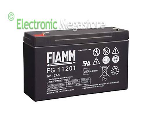 BATTERIA AL PIOMBO 6V 12Ah NP12-6P PER MOTO PEG PEREGO FIAMM FG11201 151X50X94