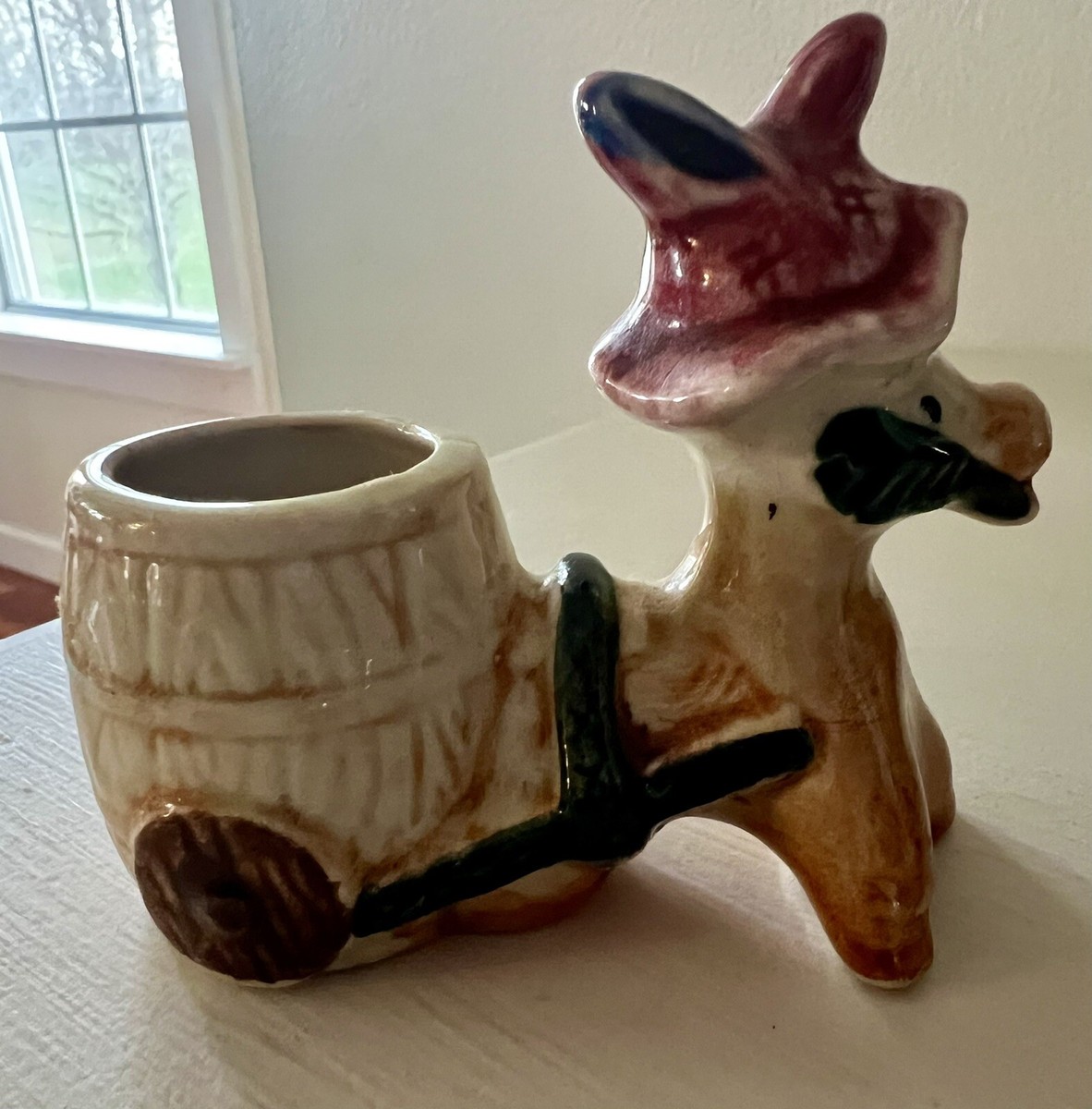 Vintage Ceramic Donkey Toothpick Holder Kitschy 1950's Japan