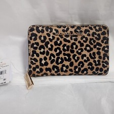 Michael Kors Jet Set Travel Small Zip Around Leather Card Case Black Multi New