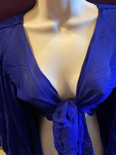 Blue bell sleeve top belly dance adjustable ren faire witchy sheer Halloween