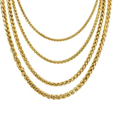 Damen Herren Kette Zopfkette 3, 4, 5, 6 mm 18K Gold vergoldet gelbgold K3348DL