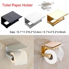 Toilet Paper Holder with Mobile Phone Storage Shelf Bathroom Wall Mounted Rack