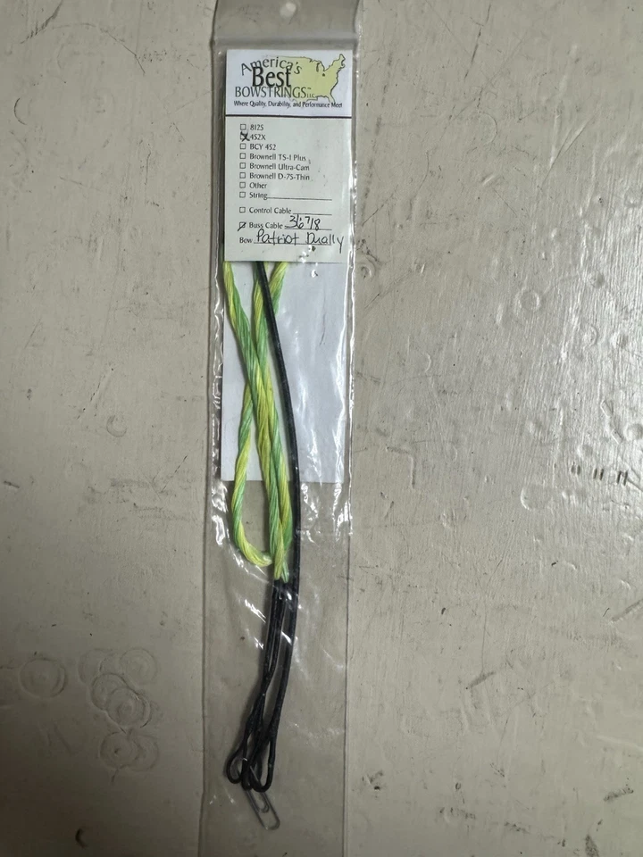 America’s Best Bowstrings Bowtech Patriot Dually Buss Cable (Yellow/Green) - Image 2 of 2