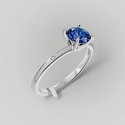 AAA 2,85 kt Tansanit & echter Diamant Solitär Ring massiv 0,925 Silber - Neu mit Etikett