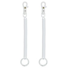 2pcs Retractable Coil Springs Keychain with Metal Lobster Clasp Keyring, White