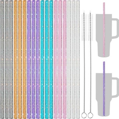 NiHome Glitter Replacement Straws Fit for Stanley Tumbler 18-Pack