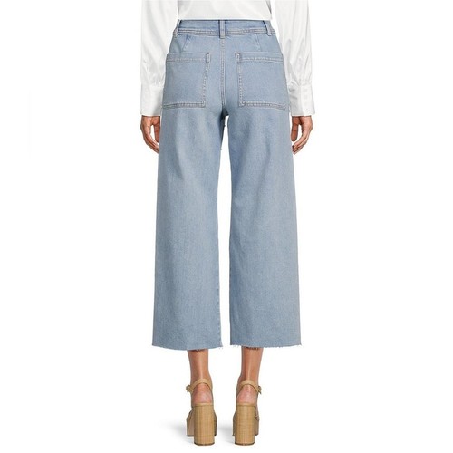 Antonio Melani Alexandra Pearl Embroidered Wide Leg Crop Denim Jeans Size 8 - Picture 6 of 12