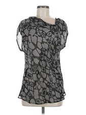 Adiva Women Gray Short Sleeve Blouse M