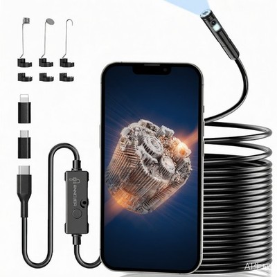 HD-Endoskop-Kamera für Handy: 1920p Auflösung, 8 LED, IP67, für Android & iOS