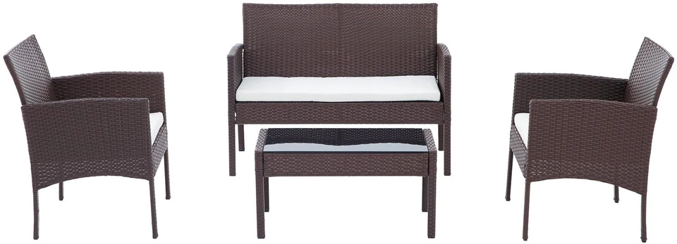 Polyrattan Sitzgruppe Ramunda wetterfest UV-beständig Tisch Sessel Bank Kissen - Bild 4 von 4