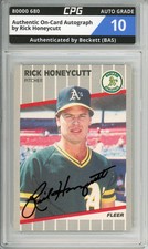 Authentic On-Card Autograph Signed by Rick Honeycutt CPG Auto Grade 10