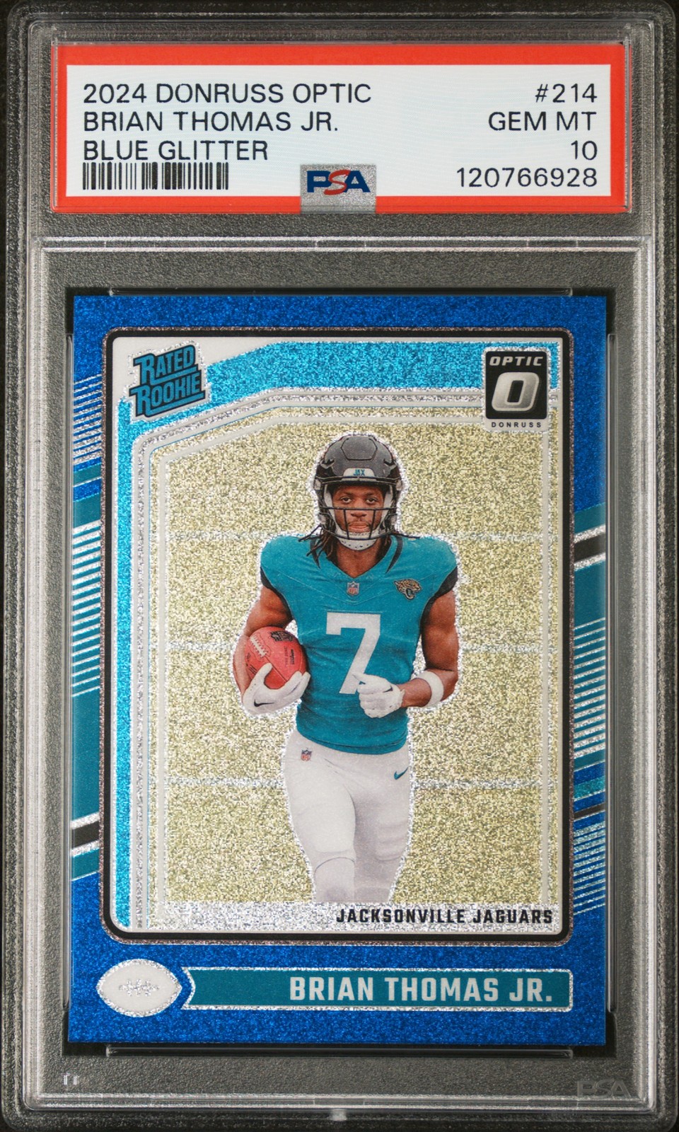 2024 PANINI DONRUSS OPTIC BLUE GLITTER #214 BRIAN THOMAS JR. PSA 10