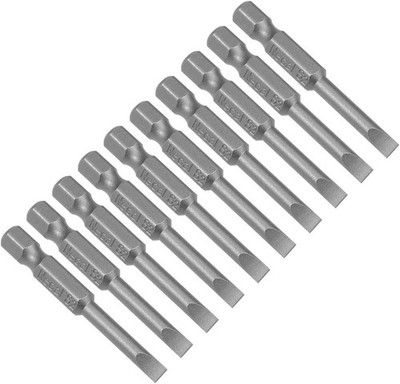 10 Pcs 4mm Slotted Tip Magnetic Flat Head Screwdriver Bits, 1/4 Inch Hex Shank