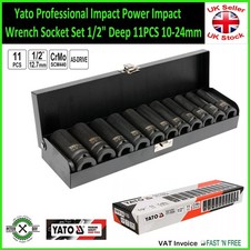 Yato Professional Impact Power Impact Wrench Socket Set 1/2" Deep 11PCS 10-24mm