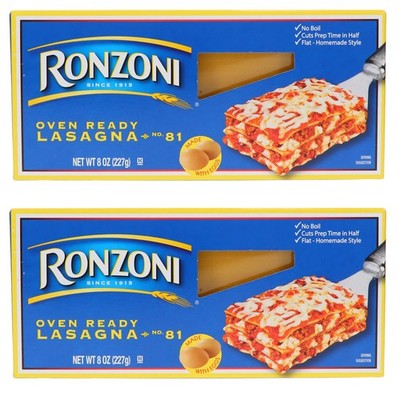 Ronzoni No Boil Lasagna Pasta, 8 Oz, Pack of 2 8 Ounce (Pack 2)