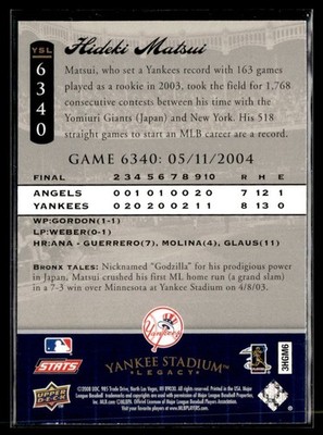 2008 Upper Deck Yankee Stadium Legacy Hideki Matsui New York