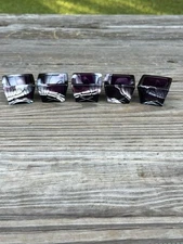 Lot of 5 Vtg Rosso Purple White Swirl Slag Glass OPEN SALT Dish Dip Cellar