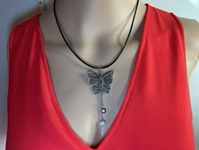 Pandora Love Takes Flight Large Butterfly Pendant Necklace RARE Retired 