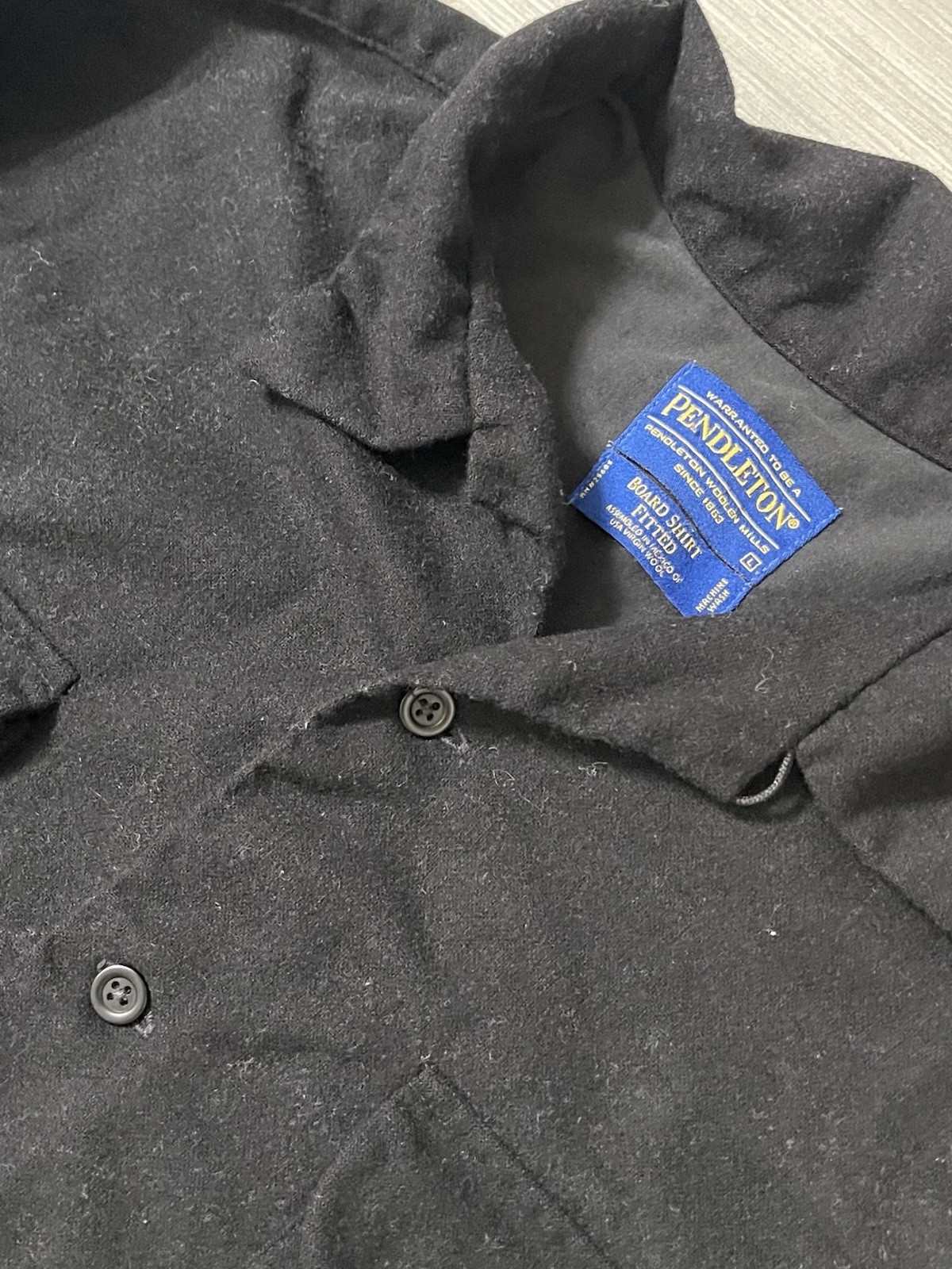 Pendleton Board Shirt Fitted Button Up Black Virg… - image 3