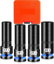 12 Drive Thin Wall Lug Nut Socket Set 4 Pcs Half Size Metric Impact Wheel Soc