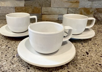 Sasaki Colorstone Matte White Coffee Cup & Saucers by Vignelli  Designs Japan