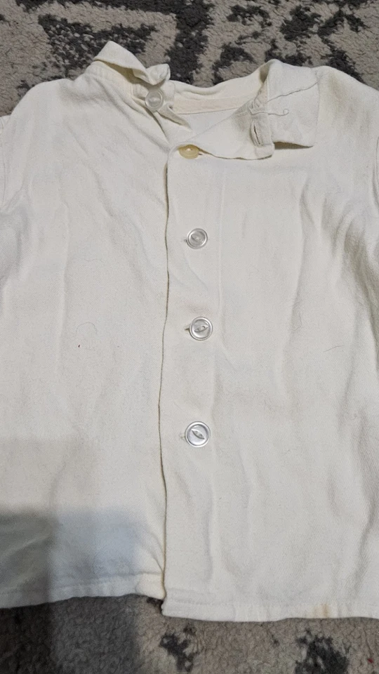 Camisa infantil vintage de flanela branca da década de 1970 tamanho médio - Imagem 2 de 4