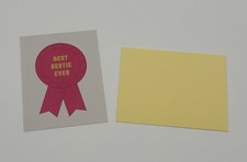 Best Bestie Ever Pink Ribbon - Flat Card with Yellow Envelope - New - Happy Mail