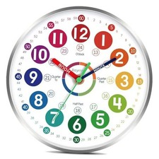 Wall Clock for Kids Learning - Teaching Time Wall Clocks 8 Inch B multicoloured