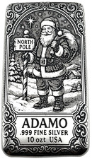 10 oz Silver Art Bar 999 - North Pole -Exclusive - Adamo Metals 63.79 per troy oz