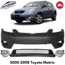 Front Bumper Cover Primed Plastic Fog Lights Kit For 2005-2008 Toyota Matrix