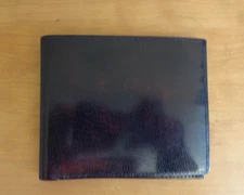 Men's NWOT Abas Patent Black Genuine Leather Bifold Slim Wallet