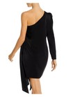 AIDAN MATTOX Womens Mini Dress Black Long Sleeve One-shoulder Puff-sleeve 2