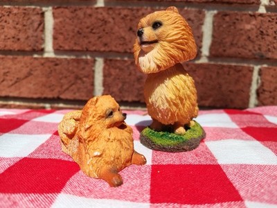 Pomeranian Resin Figurine Set Collectible Decorative Dog Sculptures