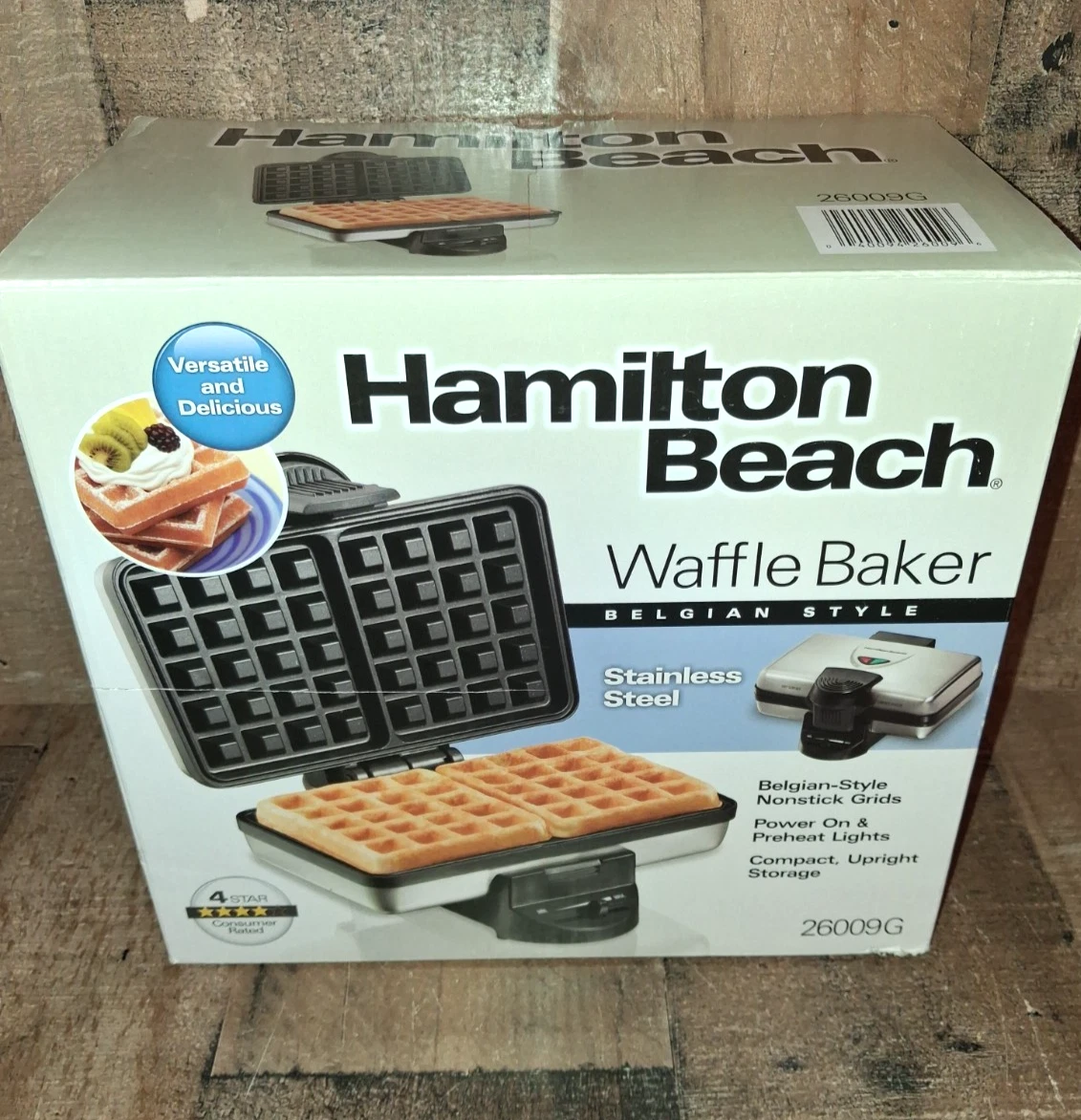 Hamilton Beach Waffle Baker Belgian Style 26009G New In Box Please Read
