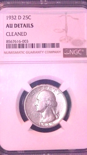 1932-D WASHINGTON QUARTER 25C,NGC AU