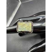 Vintage Labradorite Rough Gemstone 925 Sterling Silver Statement Ring Size 7