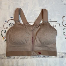 SHEFIT Adjustable Sports Bra Zip Front Nude 1Luxe Low Impact Wirefree Running