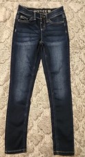Justice Jeans Girls 10 Slim Blue Stretch Skinny Denim C42
