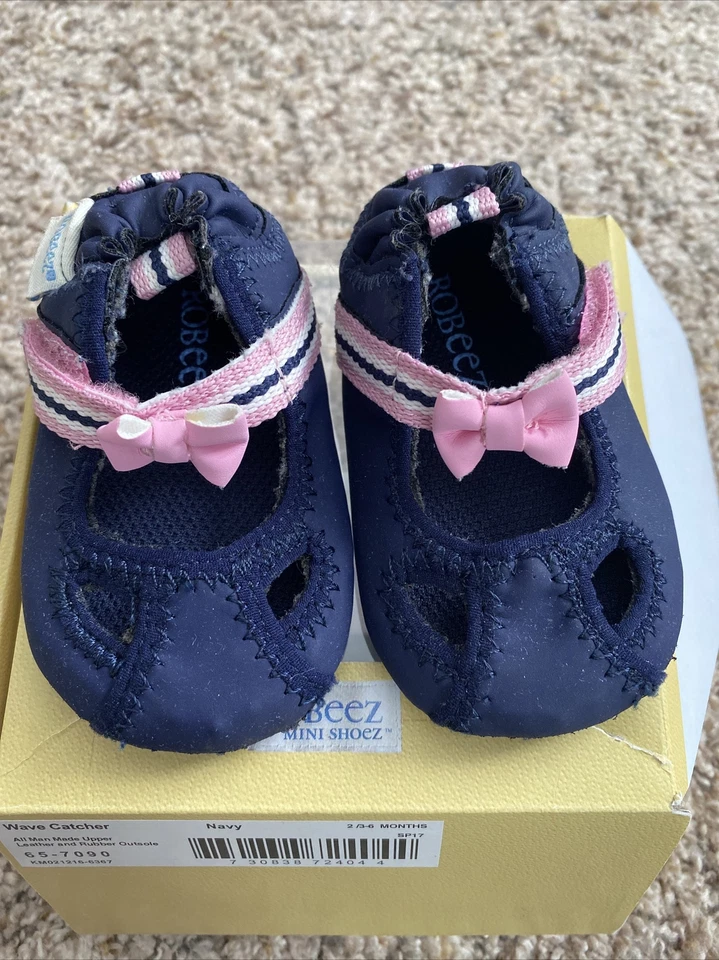 Sandália Robeez Infantil Meninas Apanhador de Ondas Mary Jane Couro Azul Marinho Mini Shoez, 3-6 M - Imagem 4 de 4