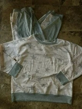 Womens Splendid Pajamas Set Top Bottom Pink Grey Stars Long Sleeve XL