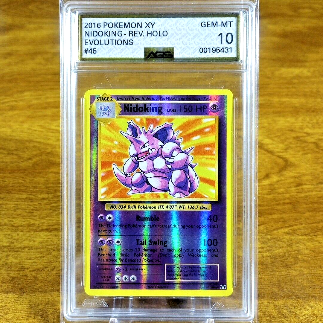 Pokemon XY Evolutions Nidoking Reverse Holo 45/108 AGS Gem-MT 10